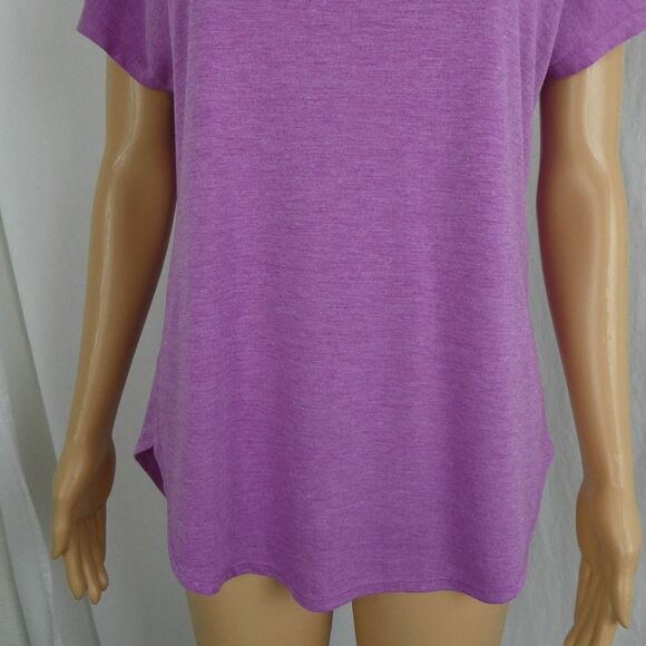 Yogalicious Purple Pink Round Hem Cold Shoulder Crisscross Strap T Shirt Tee Med - Picture 5 of 8